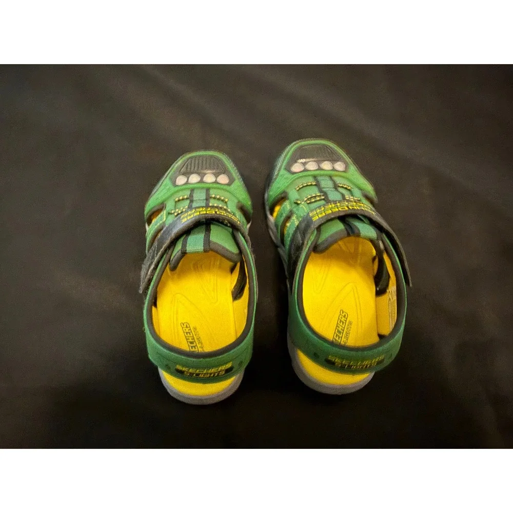 Skechers John Deere Boys Light Up Sandals Green Black 407070L Size 11